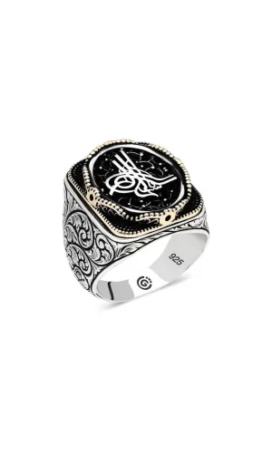 Luz&Pos Gümüş Tuğra Oval Erkek Yüzük