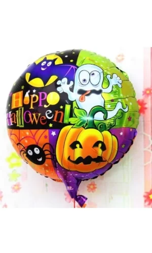 Halloween Örümcekli Kabaklı Folyo Balon 18 İnç