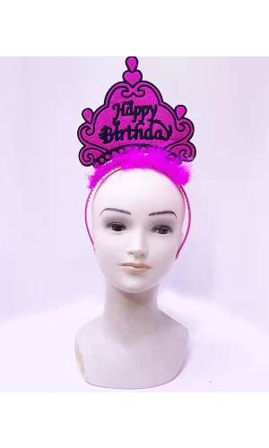 Happy Birthday Neon Fuşya Taç