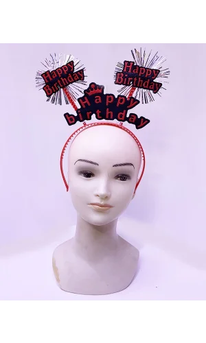 Happy Birthday Neon Kırmızı Doğum Günü Tacı