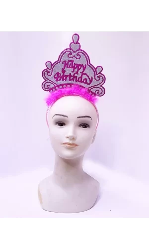Happy Birthday Neon Pembe Renk Doğum Günü Tacı 24x15 Cm