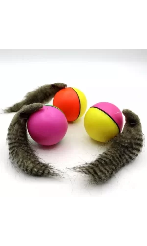 Hareketli Sesli Peluş Toplu Fare Pilli Kedi Oyuncağı 8 CM