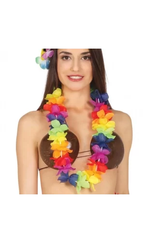 Hawaii Çiçekli Boyun Kolyesi - Renkli Tropikal Parti Leisi