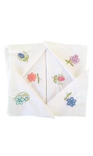 Hediyelik İşlemeli Bayan Mendili 12 Adet 28x28 cm 100 Pamuk
