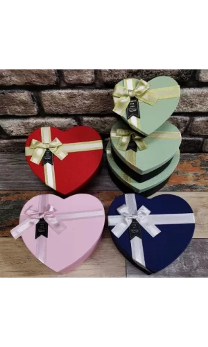Hediyelik Kalp Kutu 3lü Set