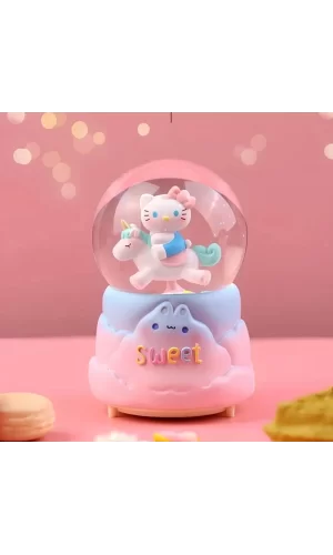 Hello Kitty Işıklı Müzikli Kar Küresi Orta Boy Alk3041
