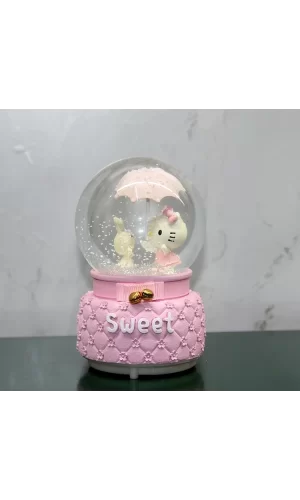 Hello Kitty Işıklı Müzikli Kar Küresi Orta Boy Alk3042