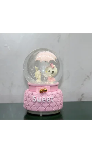 Hello Kitty Işıklı Müzikli Kar Küresi Orta Boy Alk3042