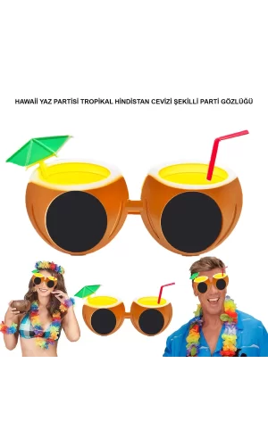 Hindistan Cevizi Tropikal Hawaii Yaza Merhaba Parti Gözlüğü