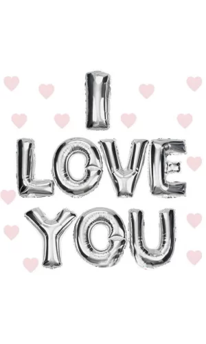 I Love You Folyo Balon Gümüş Renk 35 CM