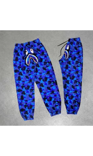 Luz&Pos İki İplik Mevsimlik Bape Nakişli Eşofman Pantolon - Mavi