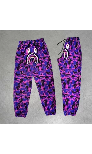 Luz&Pos İki İplik Mevsimlik Bape Nakişli Eşofman Pantolon - Mor