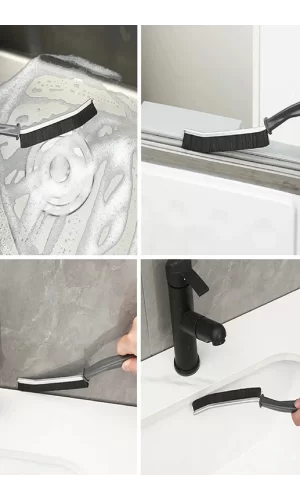 İnce Kıl Temizlik Fırçası Banyo Mutfak Pencere Oluk Klozet Kenarı Kavisli Detay Temizleme Fırçası