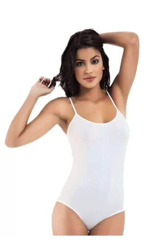 İp Askılı Kadın Çıtçıtlı Body Beyaz