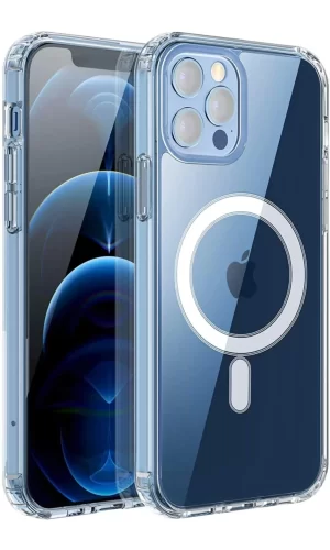 Iphone 12 Pro Max Kılıf Kamera Lens Korumalı Magsafe Destekli Şeffaf Darbe Emici Sert Kapak