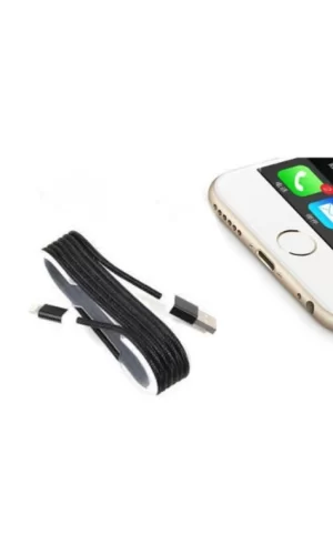 İphone Örgü Şeklinde Renkli Çelik Şarj Data Kablosu - Siyah