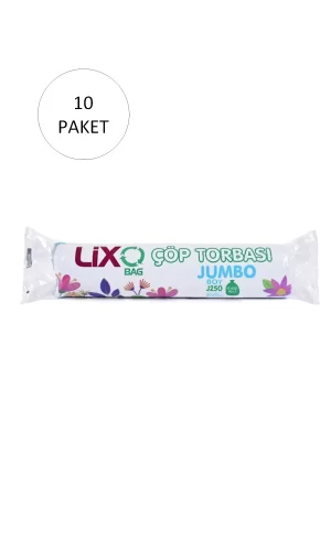 J-250 Jumbo Boy Çöp Torbası 80 x 110 cm 10 Lu Rulo x 5 Paket = 50 Adet (Mavi)