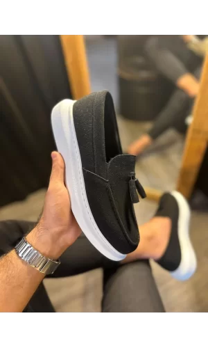 K&A Günlük Spor Klasik Ayakkabı 818 Siyah Süet (Beyaz Taban)