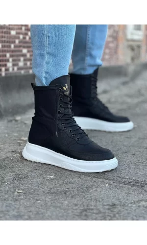 K&A  KA012 Siyah Cilt Uzun Bağcıklı  Bot