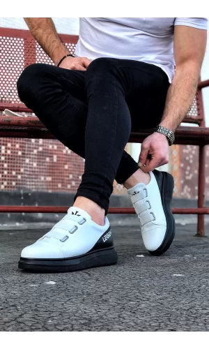 K&A  KA029 3 Bant Legend Beyaz Kömür Kalın Taban Casual Erkek Ayakkabı