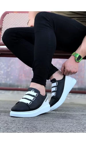 K&A  KA029 Siyah Beyaz Kalın Taban Casual Erkek Ayakkabı
