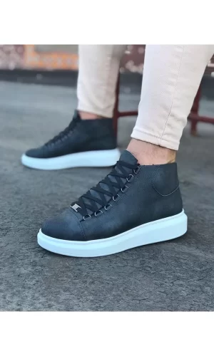 K&A  KA032 Gri Bağcıklı Sneakers  Yarım Bilek Bot