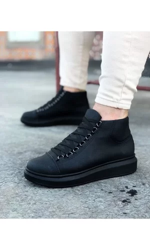 K&A  KA032 Kömür Bağcıklı Sneakers  Yarım Bilek Bot