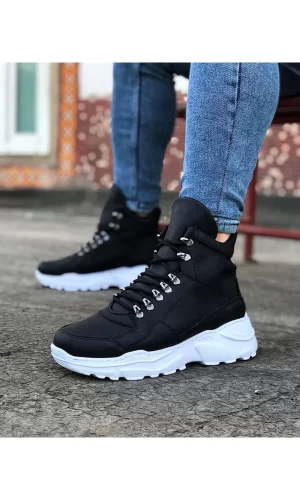 K&A  KA07 Siyah Renk Uzun Bağcıklı  Bot