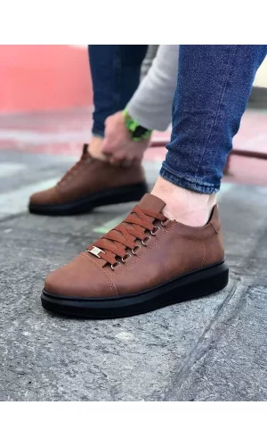 K&A  KA08 Taba Kömür Düz Erkek Casual Ayakkabı
