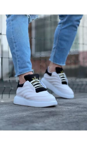 K&A  KA094 Beyaz Siyah Erkek Casual Ayakkabı