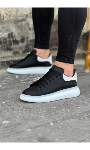 K&A  KA095 Siyah Beyaz Erkek Casual Ayakkabı