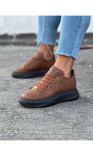 K&A  KA501 Taba Siyah Erkek Yüksek Taban Ayakkabı