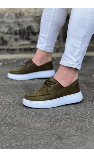 K&A  KA508 Haki Süet Ortopedik Taban Erkek Casual Ayakkabı