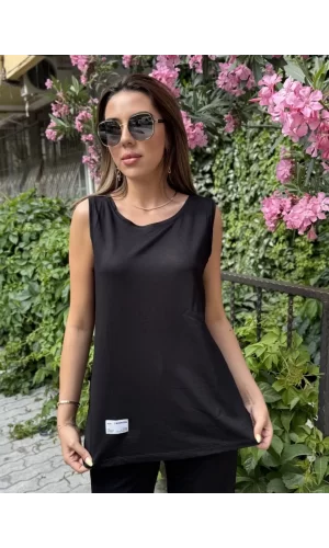 Kadın Askılı Yuvarlak Yaka Viskon Iki Iplik Bluz Ve Eşofman Altı Ikili Takım