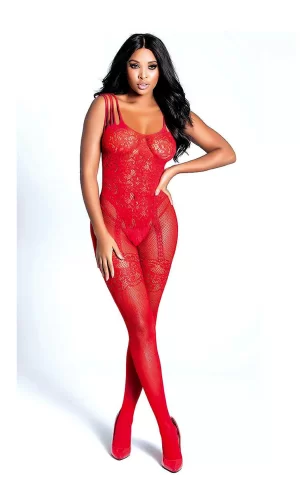Kadın Babydoll Fantezi Kıyafet Vücut Çorabı D30023 Kırmızı