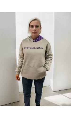 Luz&Pos Kadın Baskılı Kapüşonlu Sweatshirt - Gri