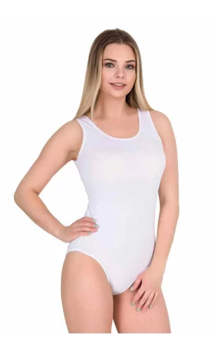 Kadın Çıtçıtlı Badi Geniş Askı Kancalı Atlet Beyaz 2083B
