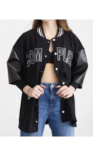 Luz&Pos Kadın Complex Kolej Oversize T-shirt - Siyah