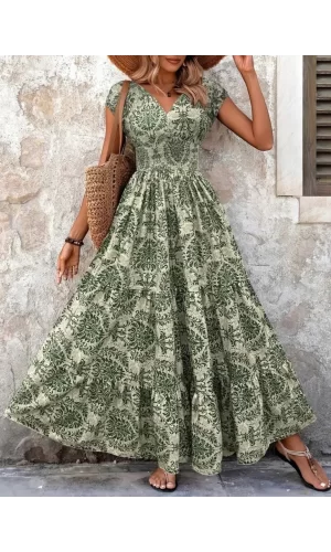 Kadın Kısa Kollu Kruvaze Yaka Beli Lastikli Süprem