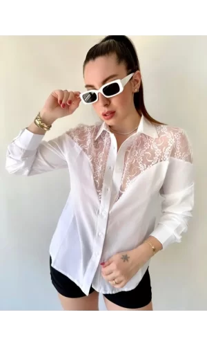 Kadın Püskül Detay Poplin Gömlek Bluz Fırsat Ürün