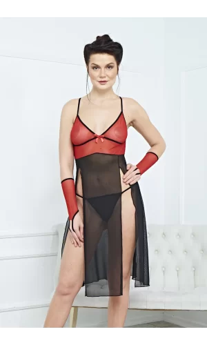 Kadın Şık Fantezi Uzun Elbise Gecelik Harness 3864 - Royaleks