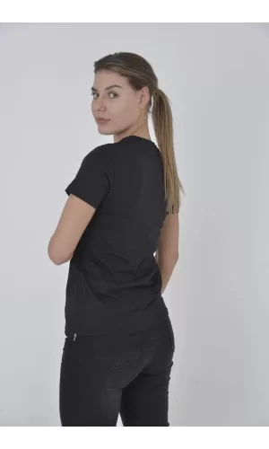 Luz&Pos Kadın Yandan Fermuarli Slim Fit T-shirt - Siyah
