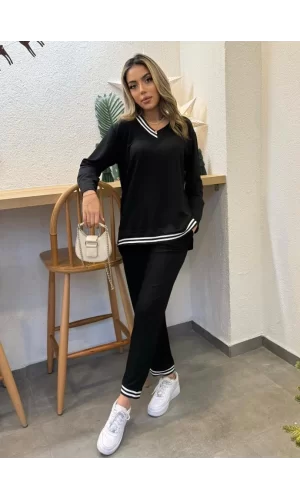Kadın Yeni Sezon Uzun Kollu Ribana Detay Ikili Takım
