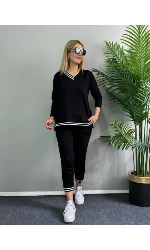 Kadın Yeni Sezon Uzun Kollu Ribana Detay Ikili Takım