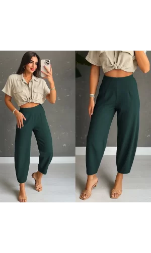 Kadın Yüksek Bel Krep Pantolon