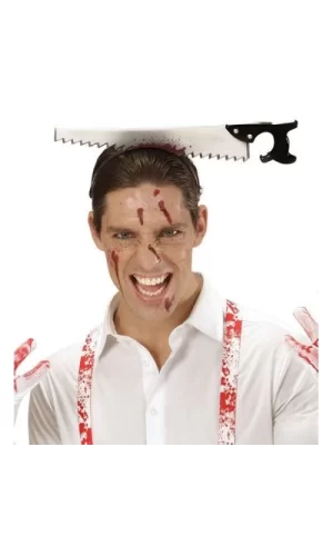 Kafaya Saplanmış Halloween Kanlı Testere Şaka Tacı
