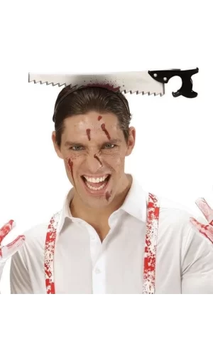 Kafaya Saplanmış Halloween Kanlı Testere Şaka Tacı