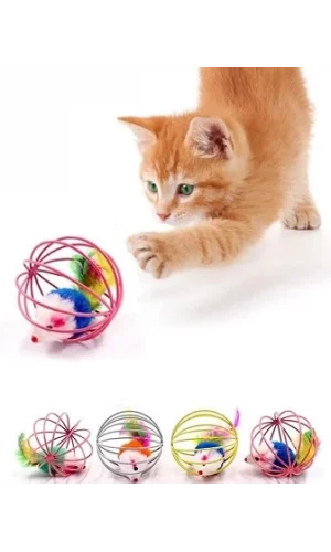 KAFESLI FARELI KEDI KÖPEK OYUN TOPU