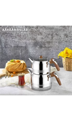 Kahramanlar Yağmur Ahşap Saplı Mega Çaydanlık