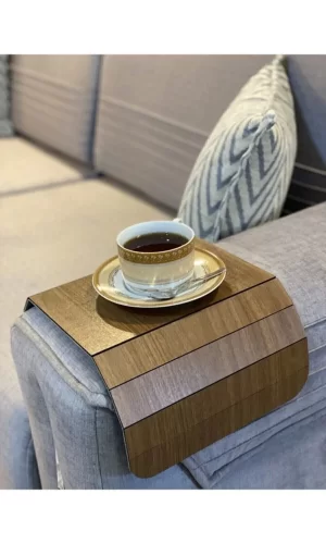 Kahverengi Koltuk Kenarı Ahşap Kaymaz Tepsi